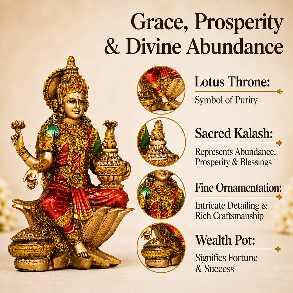 Antique Goddess Lakshmi Idol | Rustic Finish [7 Inch]