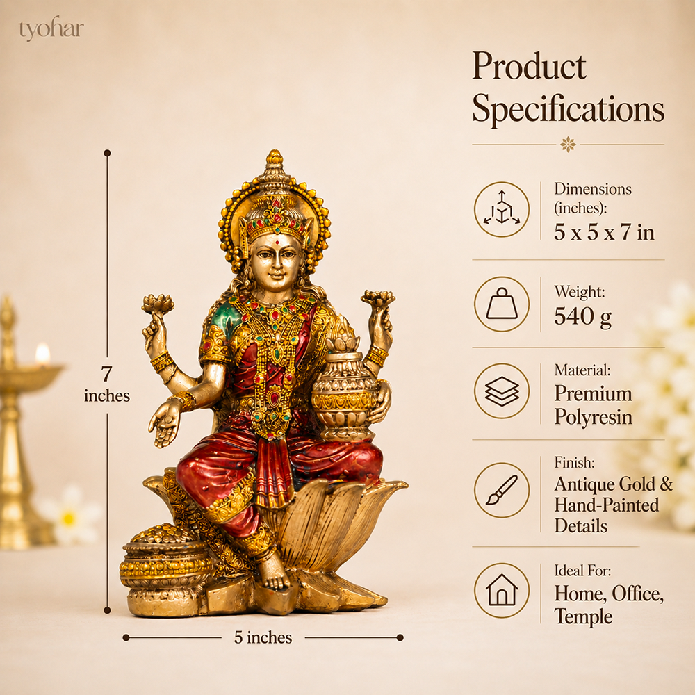 Antique Goddess Lakshmi Idol | Rustic Finish [7 Inch]