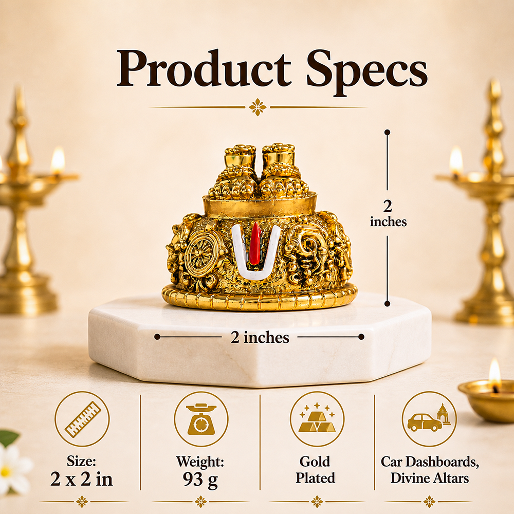 Sri Balaji Charan With Shanku Chakra Namam | Pure Gold Plated [2 Inch]