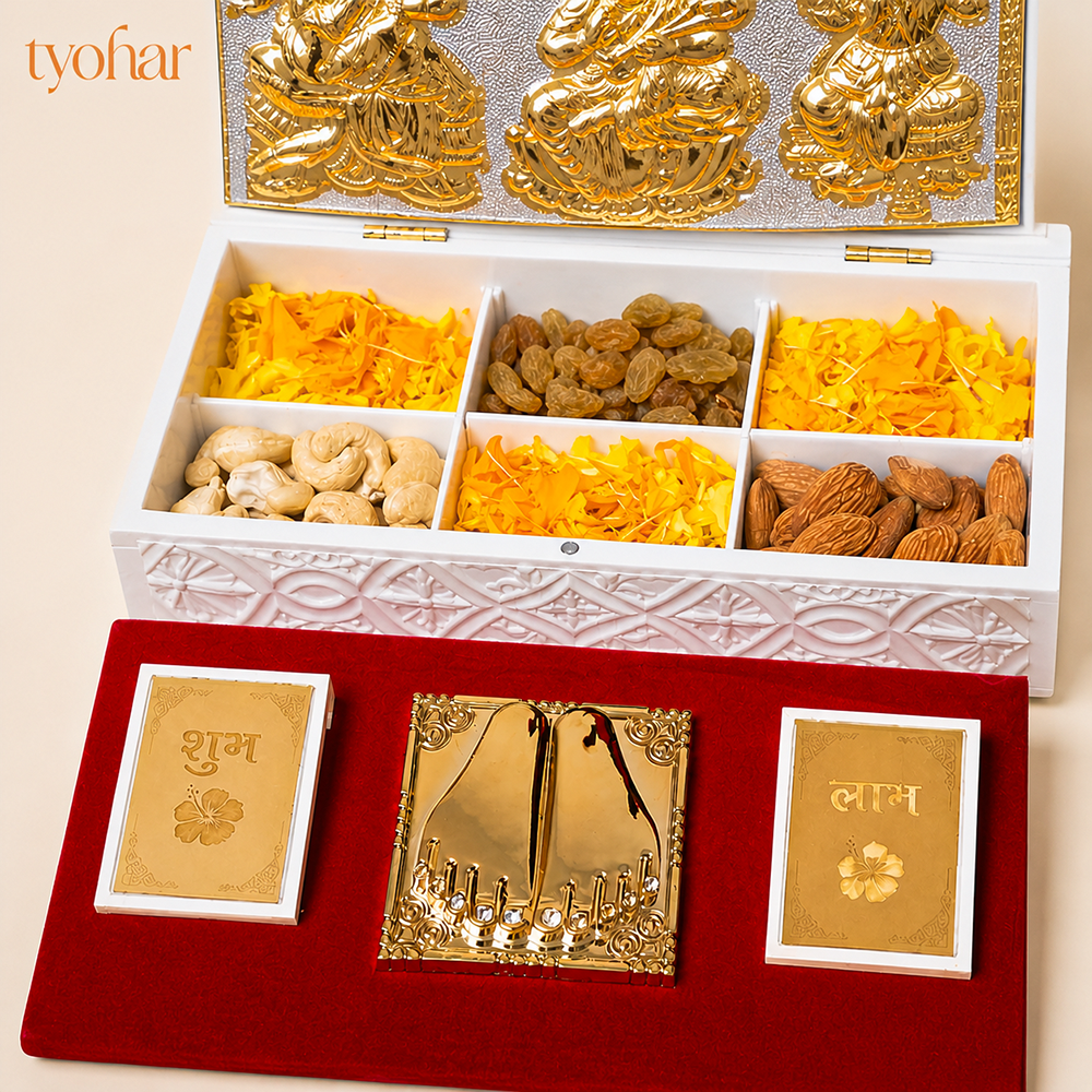 Shree Ganesh Lakshmi Saraswati Pocket Temple | Pure Gold Plated