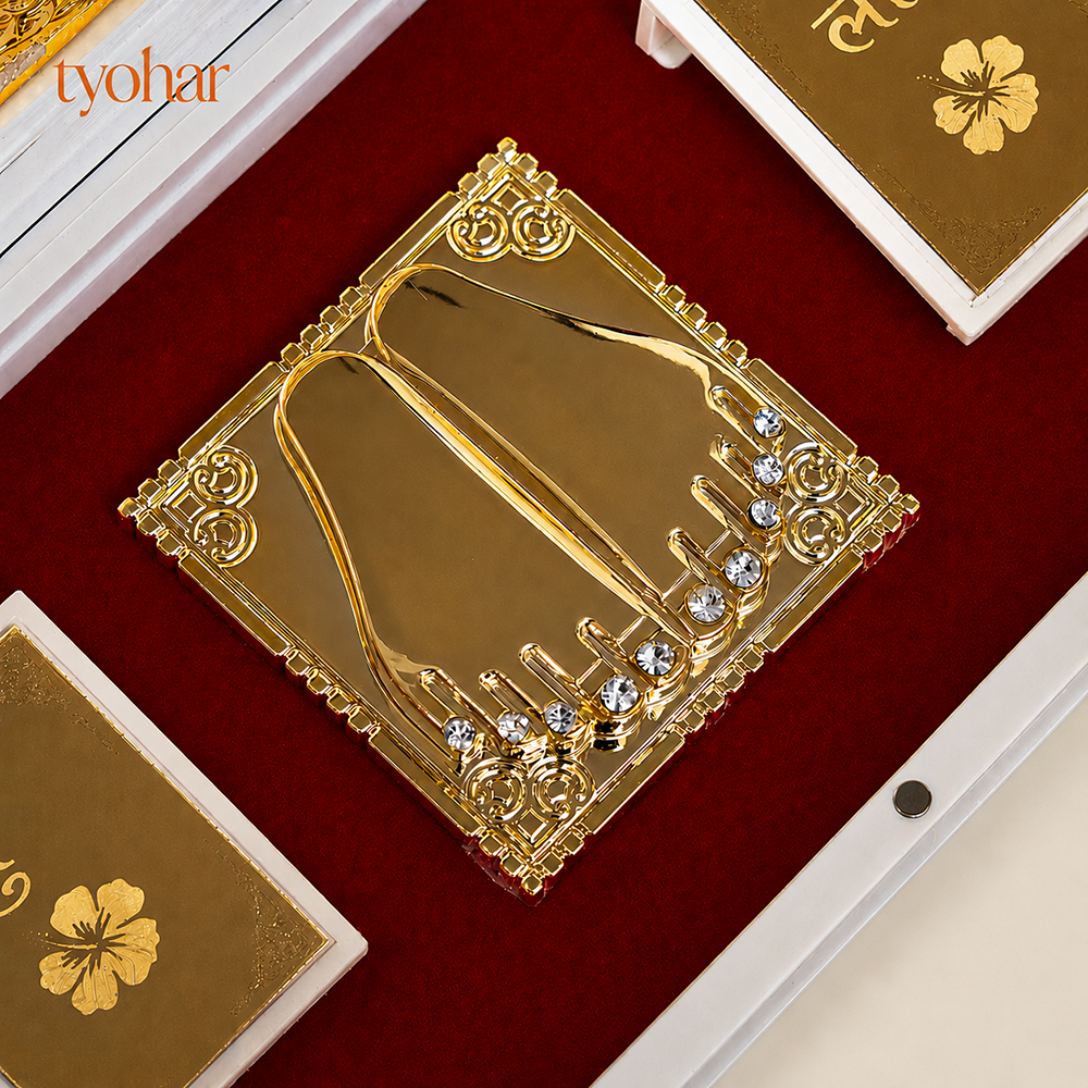 Shree Ganesh Lakshmi Saraswati Pocket Temple | Pure Gold Plated
