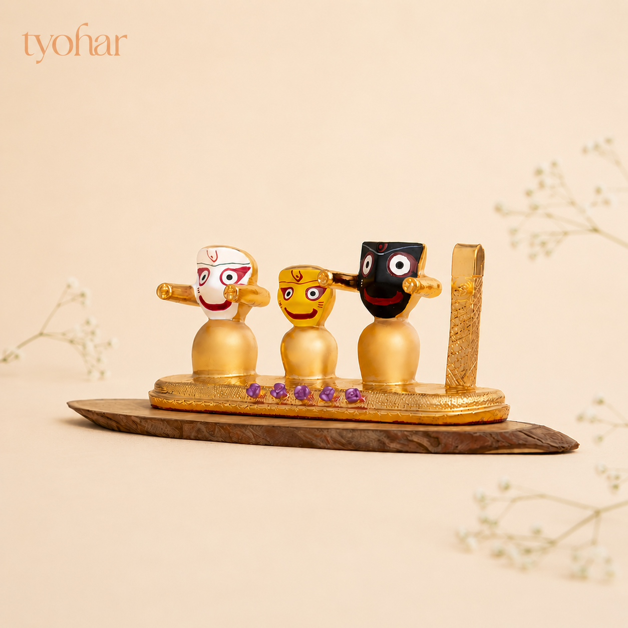 Lord Jagannath, Subhadra, Balabhadra Murti Set | Gold Plated