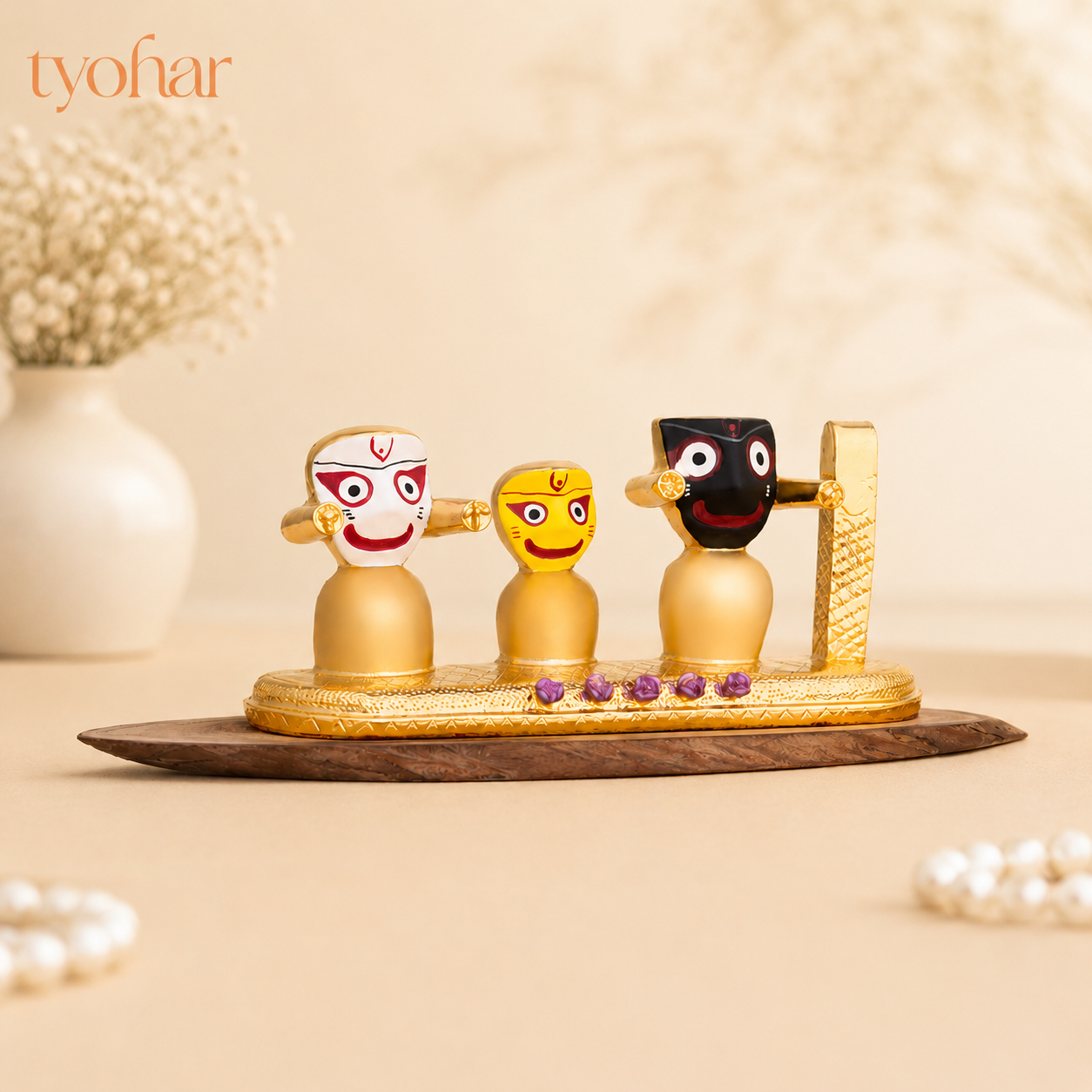 Lord Jagannath, Subhadra, Balabhadra Murti Set | Gold Plated
