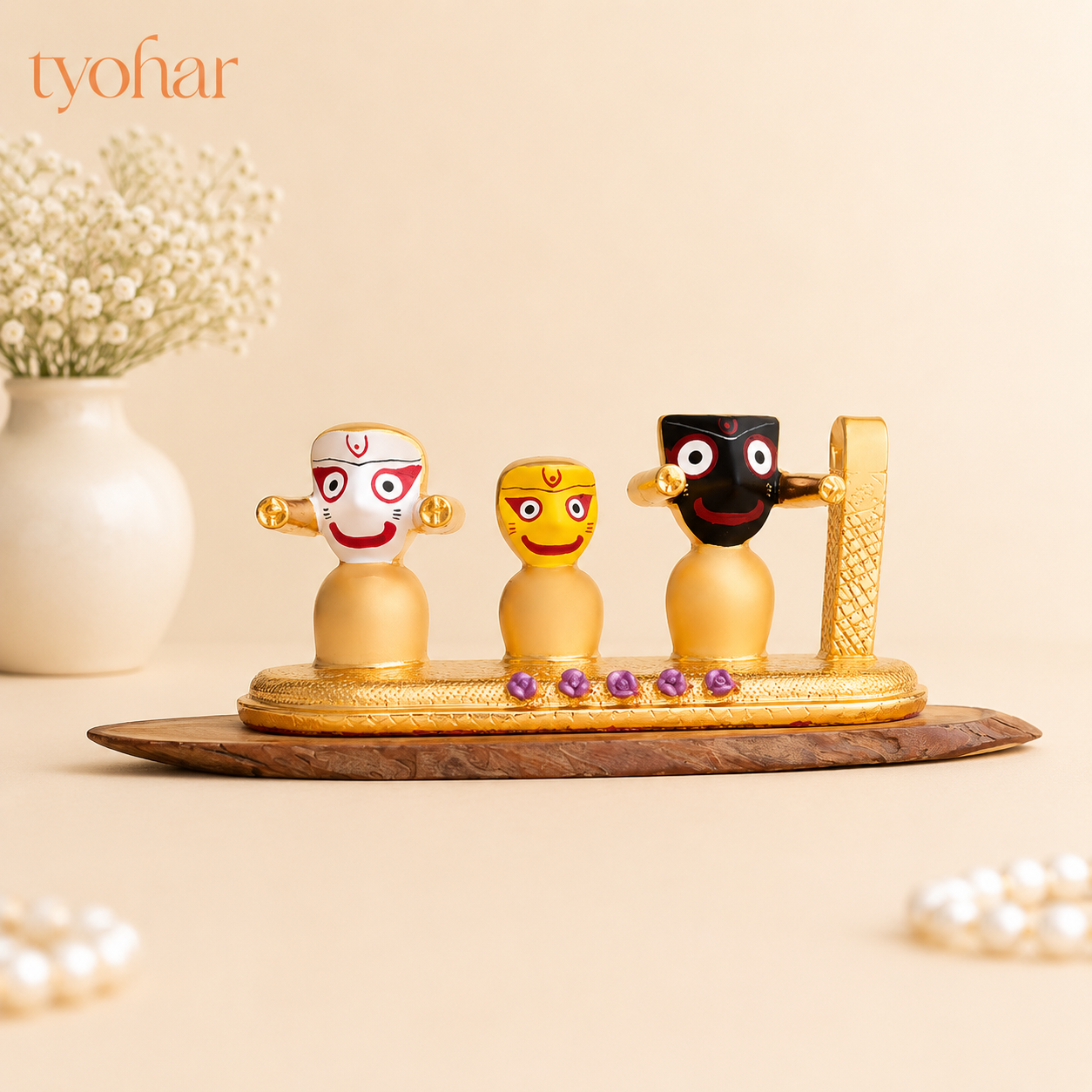 Lord Jagannath, Subhadra, Balabhadra Murti Set | Gold Plated
