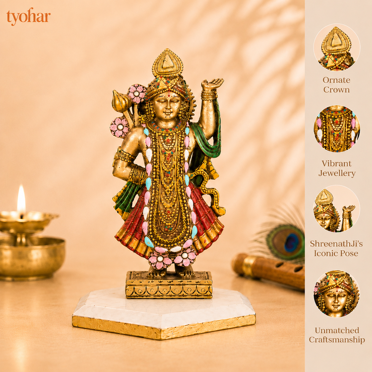 Lord Shreenath Ji Murti Antique Idol (10 Inch)