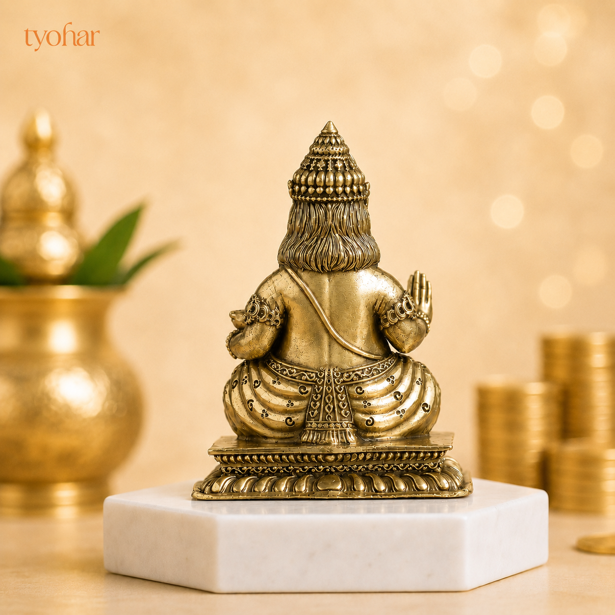 Lord Kuber Brass Idol With Mongoose [4 Inch]
