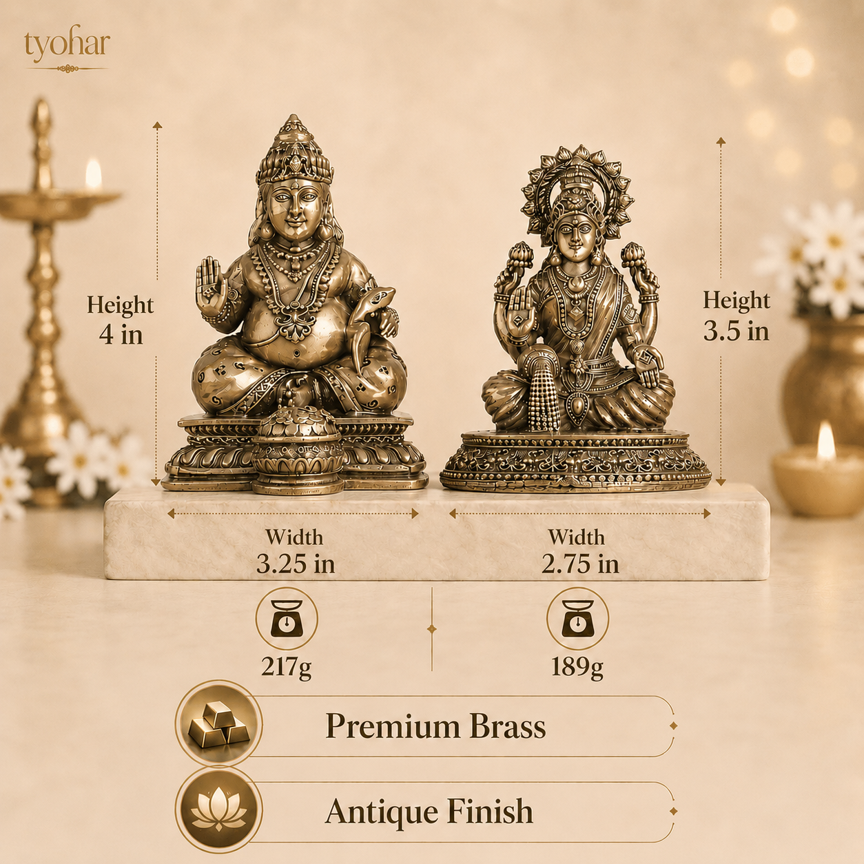 Lord Kuber Brass Idol With Mongoose [4 Inch]
