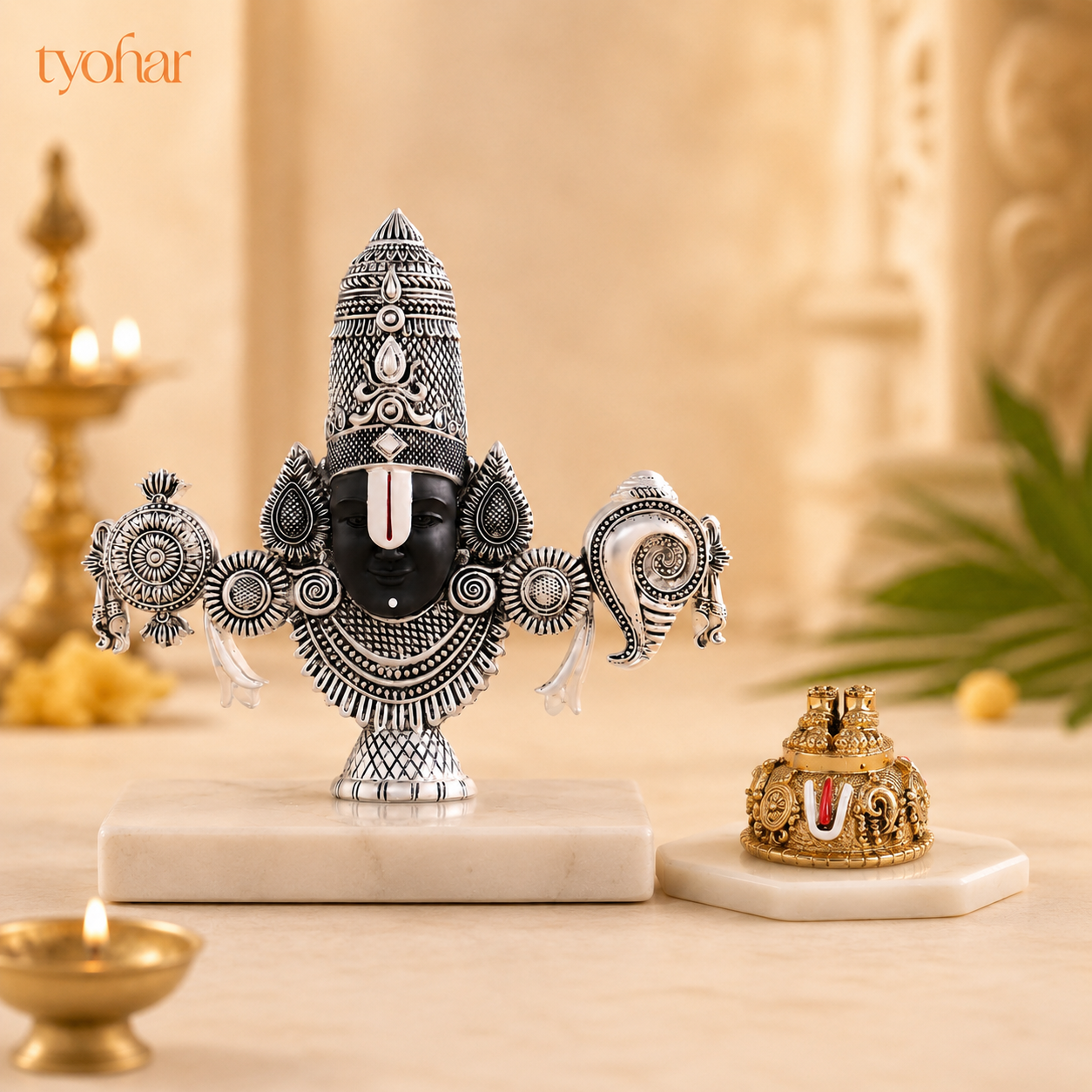 Shree Balaji Face Idol | Pure Silver Plated