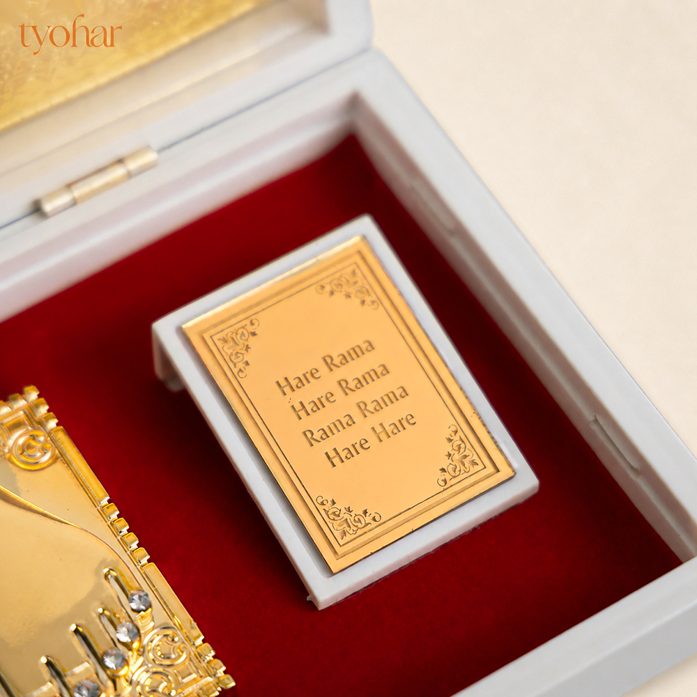 Shreenathji & Radha Krishna Pocket Temple | Pure Gold Plated