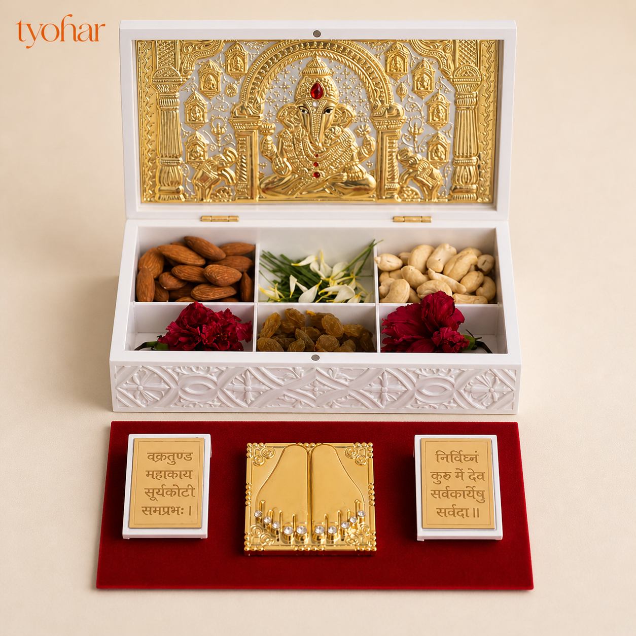 Shree Ganesh Lakshmi Saraswati Pocket Temple | Pure Gold Plated