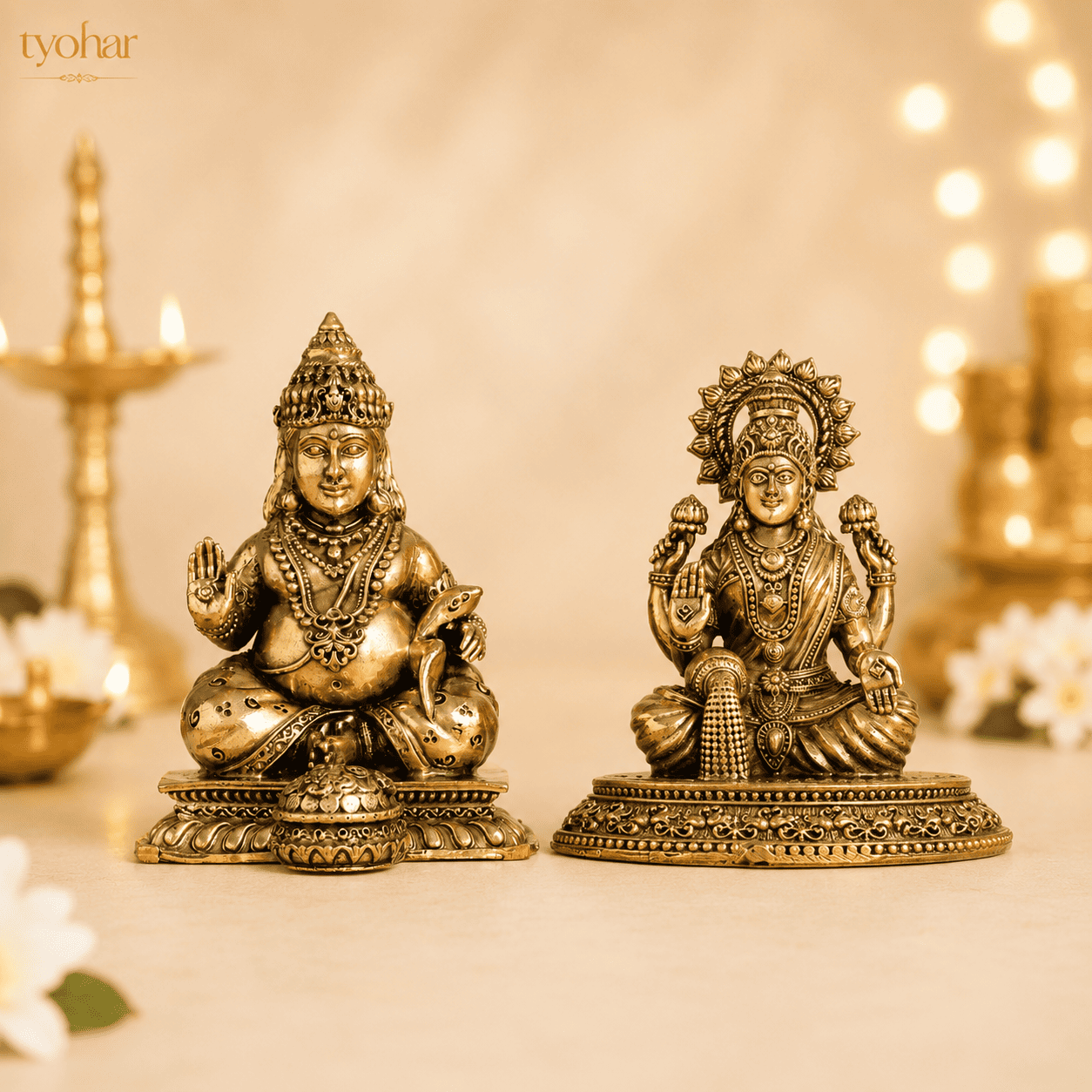 Lord Kuber Brass Idol With Mongoose [4 Inch]