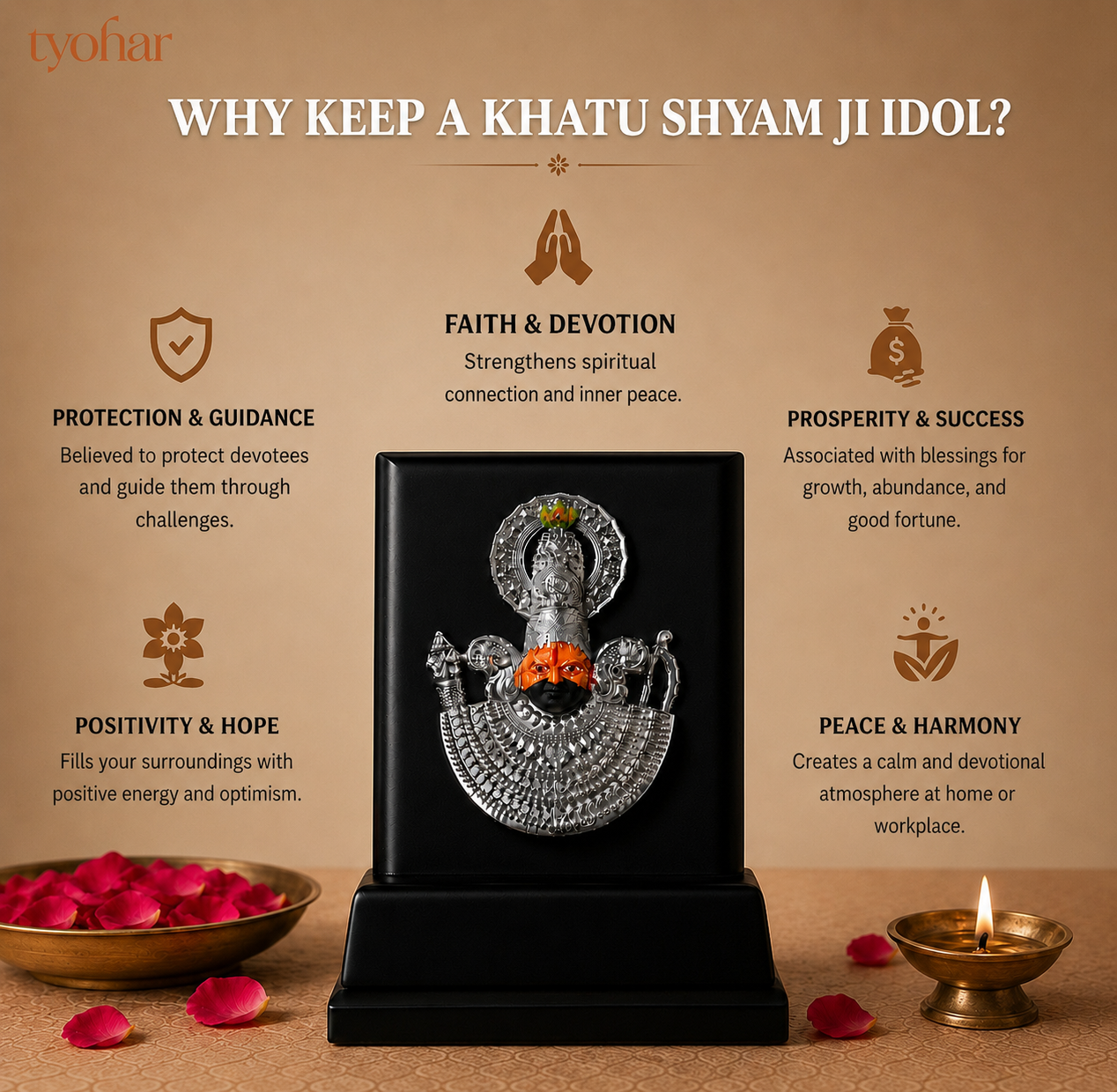 Baba Khatu Shyam Ji 3D Idol | Pure Gold & Silver Plated
