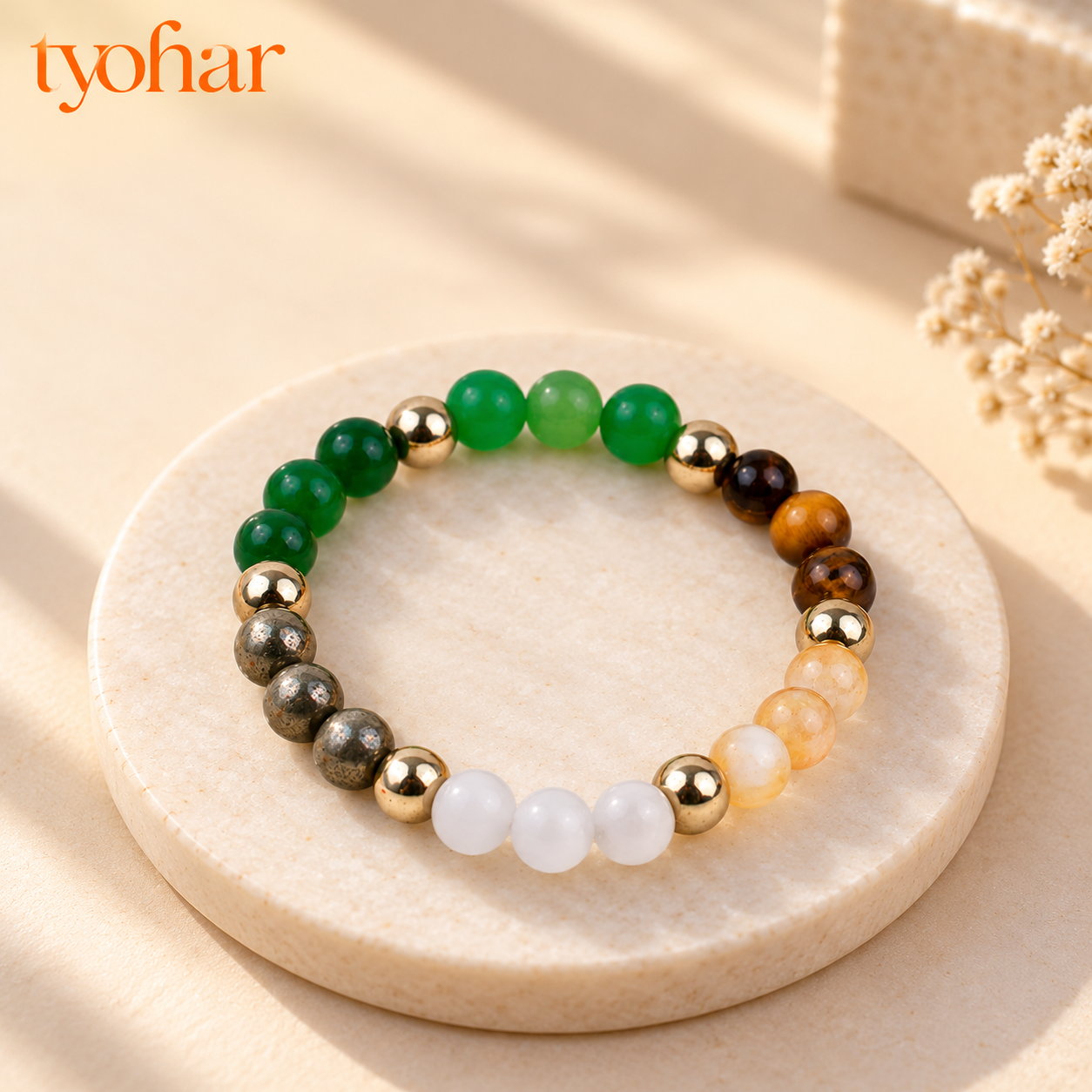 Dhanyog Bracelet | 5 Powerful Crystals + FREE Selenite Plate
