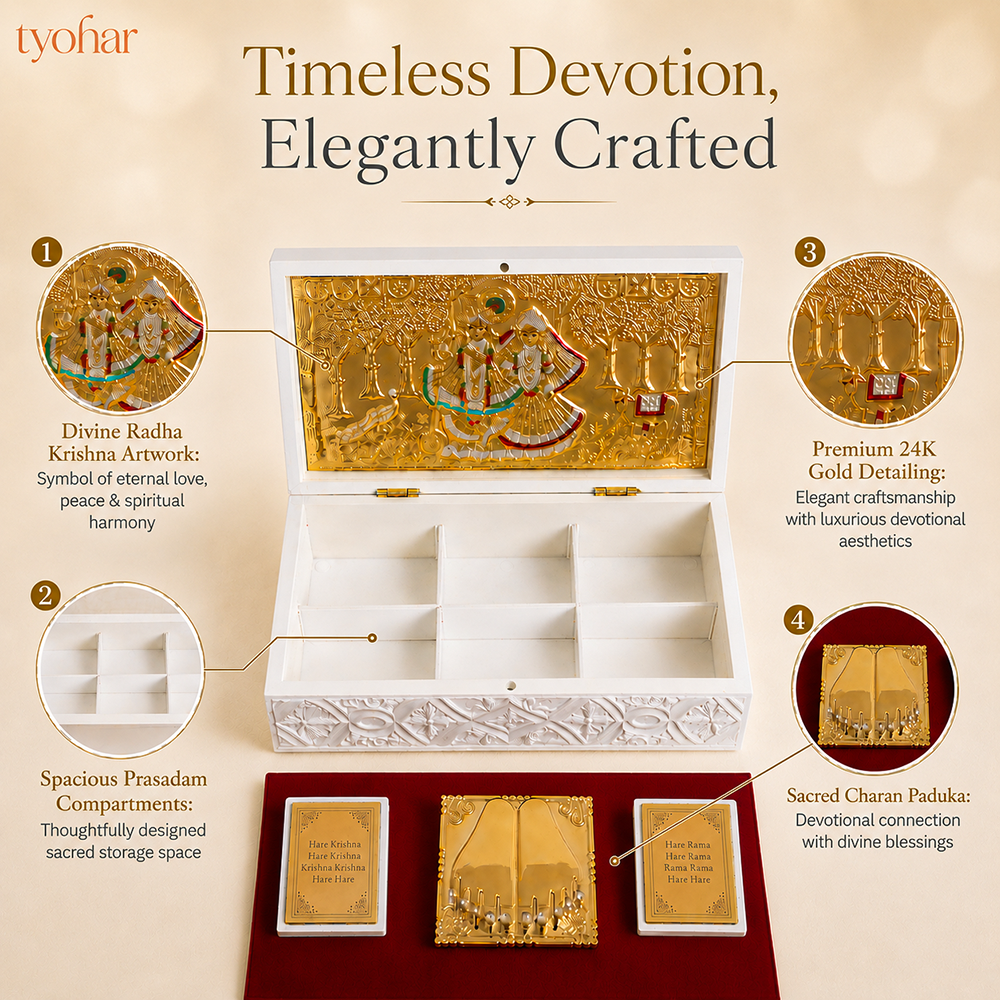 Shreenathji & Radha Krishna Pocket Temple | Pure Gold Plated