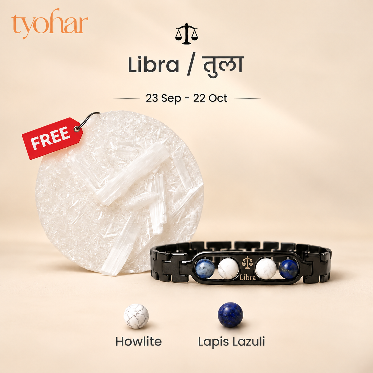 Zodiac Sign Bracelet | Your Crystals + FREE Selenite Plate