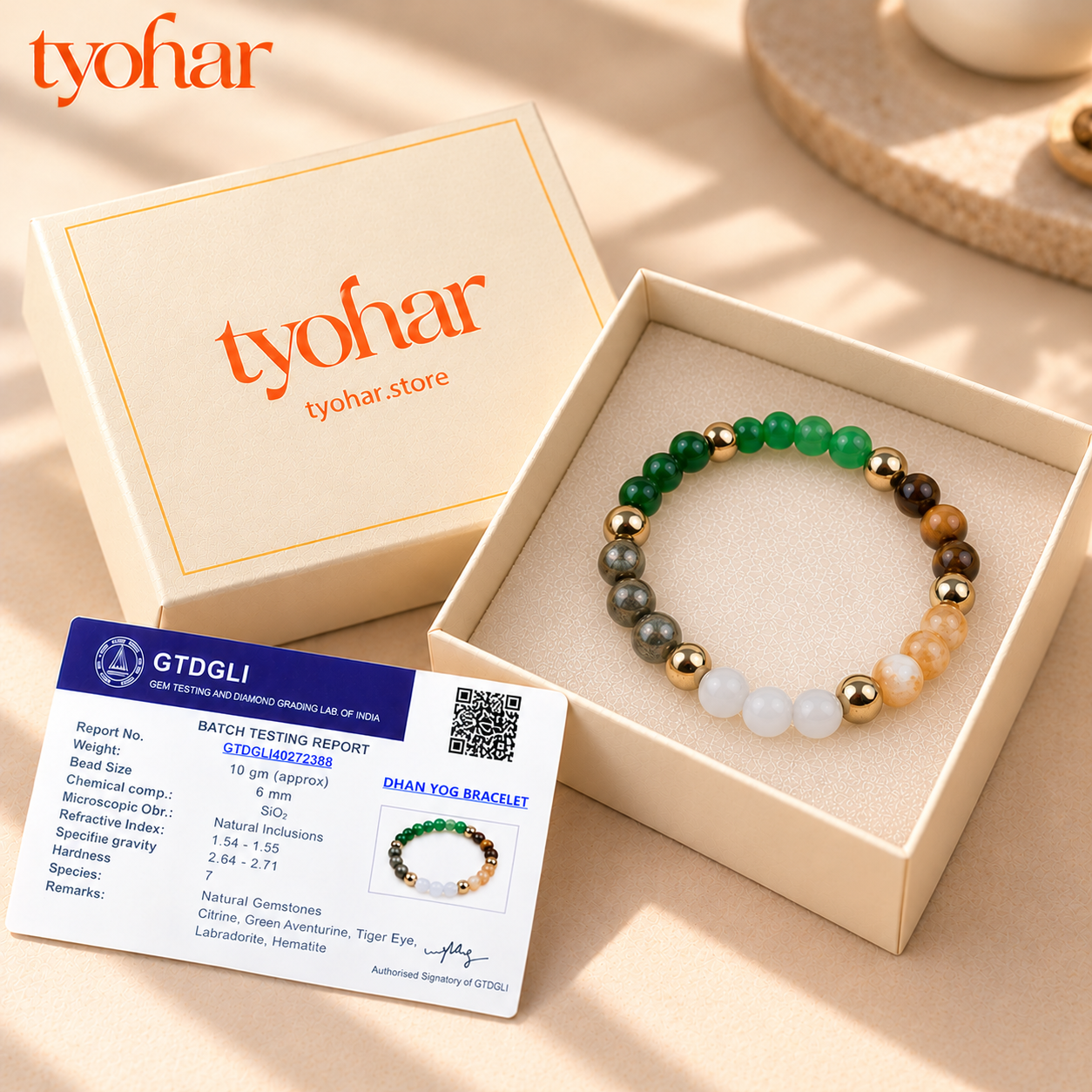 Dhanyog Bracelet | 5 Powerful Crystals + FREE Selenite Plate