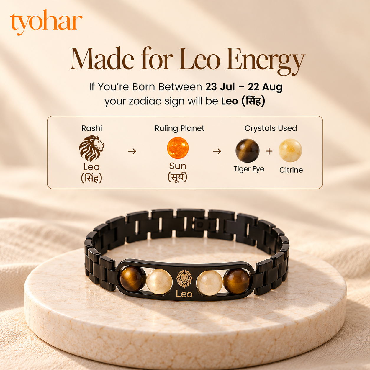 Zodiac Sign Bracelet | Your Crystals + FREE Selenite Plate