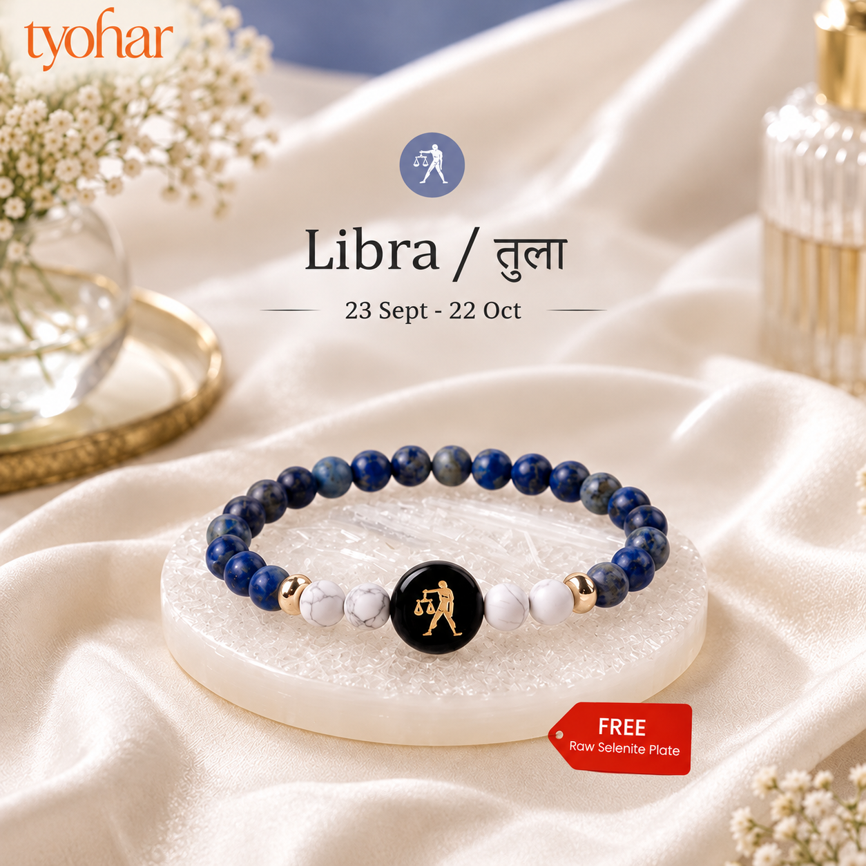 Zodiac Sign Bracelet | Your Crystals + FREE Selenite Plate