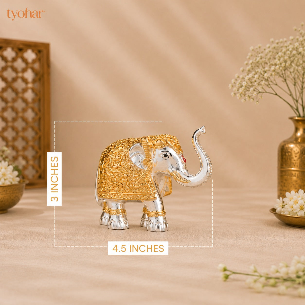 Trunk Up Elephant Pair - Gold & Silver Plated