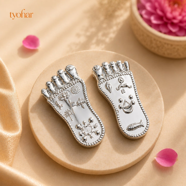Shree Krishna Charan Paduka | Pure Silver Plated