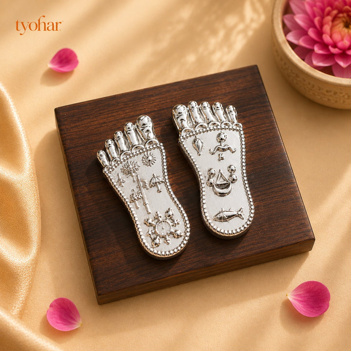 Shree Krishna Charan Paduka | Pure Silver Plated