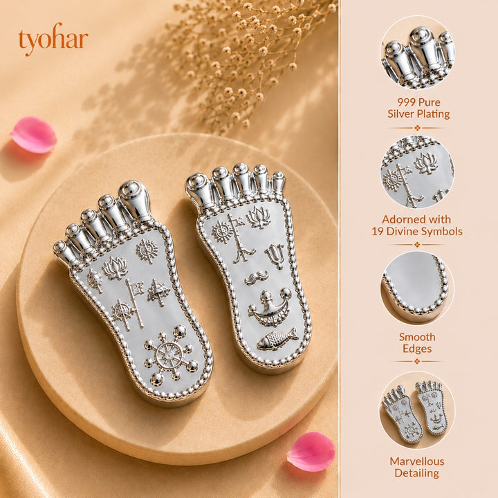 Shree Krishna Charan Paduka | Pure Silver Plated