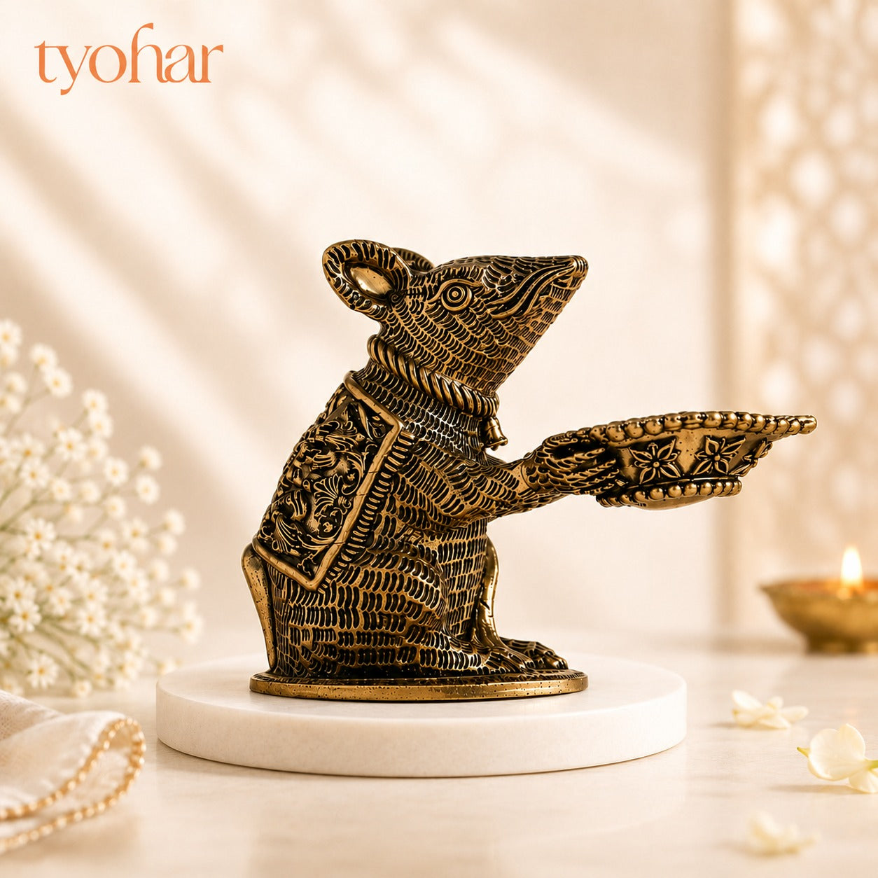 Brass Mushak Raj Diya | Pure Brass, Best For Pooja