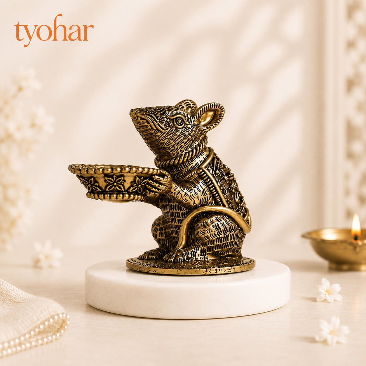 Brass Mushak Raj Diya | Pure Brass, Best For Pooja